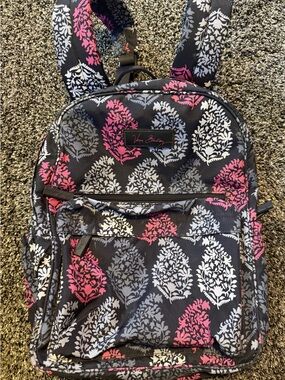 Vera Bradley Black Pink Gray Floral Backpack